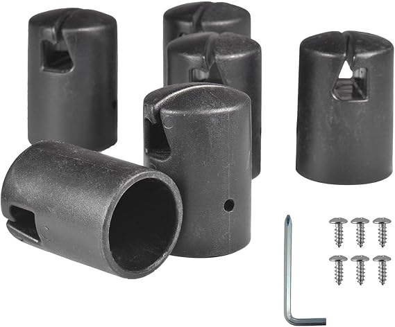 6pcs Trampoline Pole Cap Enclosures Trampoline Pole Caps With Screws & Tool, Trampoline Spare Parts, G Shaped Enclosure Pole Caps With Screws, Rod End Protectors For Flat Steel Sheet Top Rings System