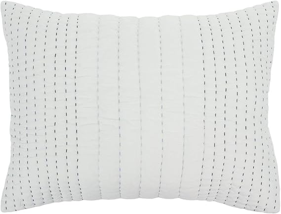 Rizzy Home | BQ4561 | Polyester King Sham | 20"x36" Blue/Gray/Nuetral Stripe
