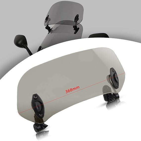 368mm Motorcycle Adjustable Windshield Extension Universal Clip-on Windscreen Transparent Brown