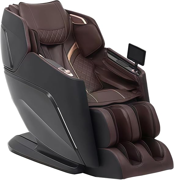 Sillon de masaje 4D de lujo, Control de voz con IA sofa relajante tecnologia de gravedad Cero carga inalambrica 12 modos profesionales Regalo de alta gama(Brown)