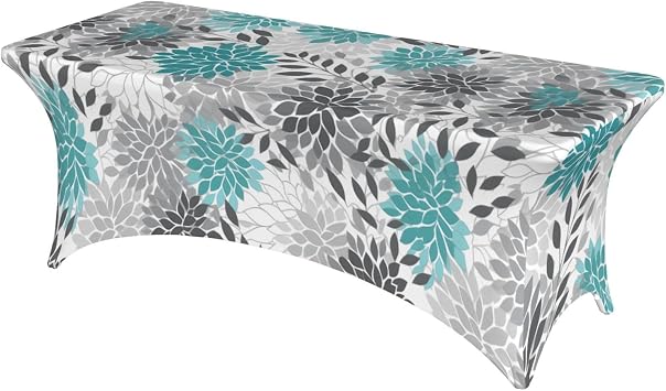 Spandex Tablecloth 6FT Stretch Rectangular Patio Tight Fitted Table Covers for Holiday Dining Party 72 x30Inch Flower and Butterfly Spring Pattern