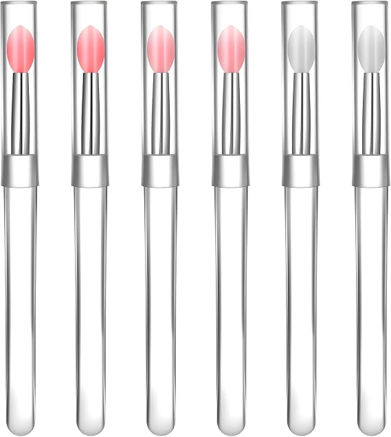 6 PCS Silicone Lip Brushes with Cap, Silicone Lip Mask Applicators, Lip Gloss Brush Applicator, Reusable Lip Brushes for Lipstick