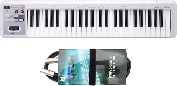 Roland A49 A-49 MIDI Keyboard White + Keepdrum MIDI Cable 2m