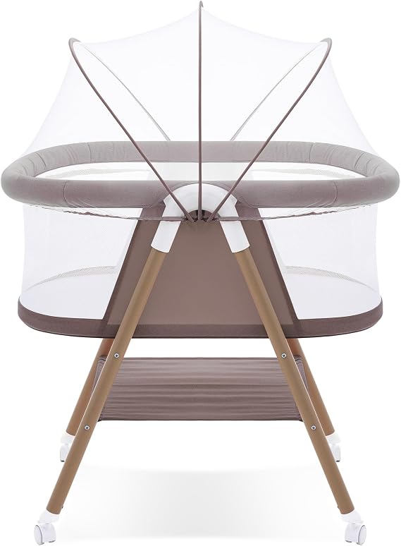 GYARING Baby bassinets,3 in1 Baby Crib, Sturdy, Portable & Easy to Assemble,Mosquito net and Portable Bag Included. (Khaki)