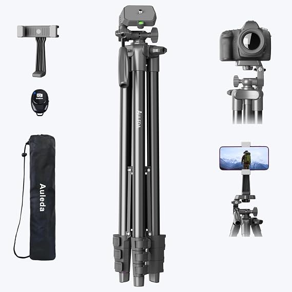 71 Camera Tripod Aluminum Tall Tripod Stand for Canon Nikon Phone | with Wireless Remote Phone Holder and Travel Bag Max Load 6.6 LB