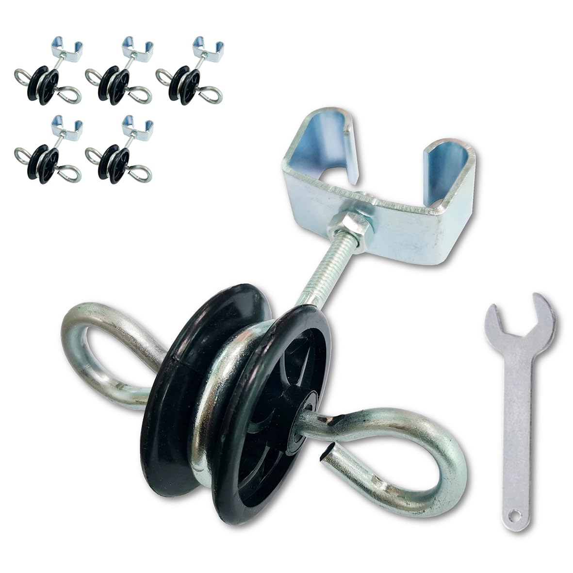 Qmark Farm Electric Fence T-Post Gate Handle Anchors Double Hook T-Post 2-Rings T-Post Insulators 5, Black