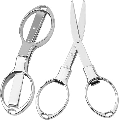 Portable Stainless Steel Folding Scissors - 2 Pack Mini Safety Scissors for Travel, Camping & Office | Compact Durable Design Meets Security Standards
