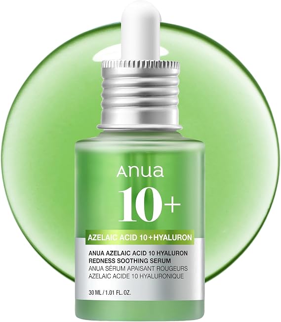 Anua Azelaic Acid 10 Hyaluron Redness Soothing Serum, 1.01 fl oz | Facial Serum for Blemish-Prone & Oily-Prone Skin, Lightweight & Hydrating Blemish Care, Hyaluronic Acid, Korean Skincare