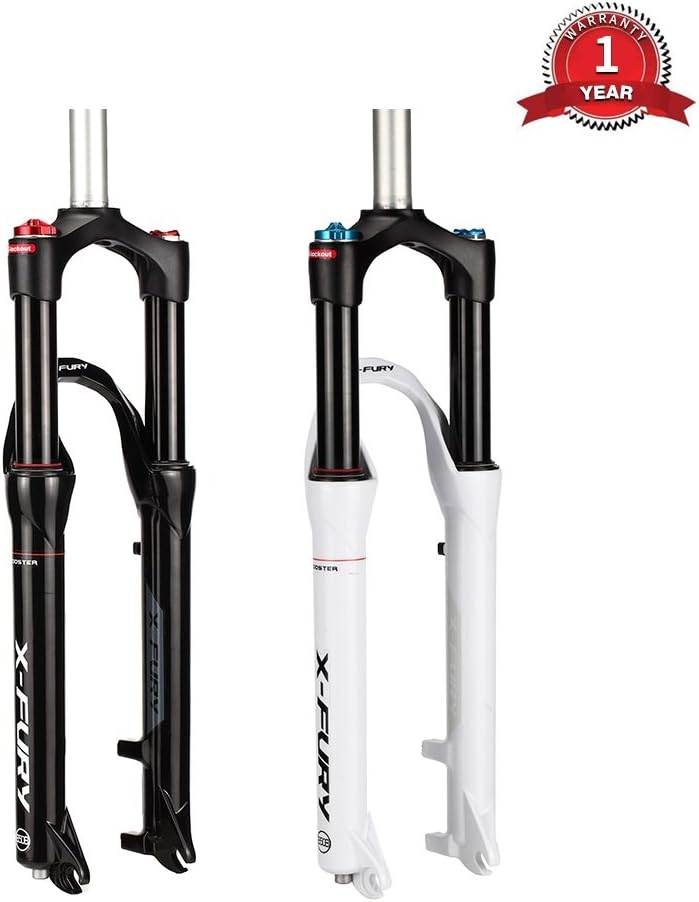 XOSS MTB Front Suspension Forks, Replacement Bike Air Shock Aluminium Alloy Fork 2627.5 100mm TravelWhite 26