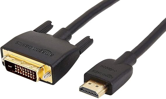 Amazon Basics HDMI to DVI Adapter Cable, Bi-Directional 1080P, Gold-Plated, 6 ft/1.8 m, Easy to Install, Black
