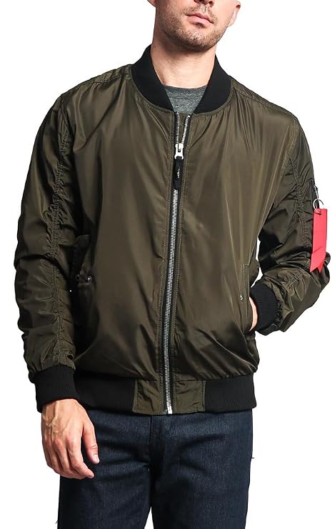 VICTORIOUS Men's Contrast Lightweight Bomber Flight Jacket