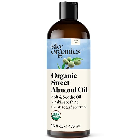 Sky Organics Organic Sweet Almond Oil 16 fl oz, 100% Pure & Lightweight