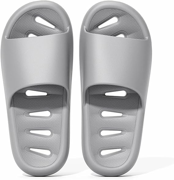 Men Pillow Slippers,Non-Slip Bathroom Shower Sandals,Comfy Women's Bedroom Slippers,Soft Thick Sole Indoor and Outdoor(Gray,Eur40-41)