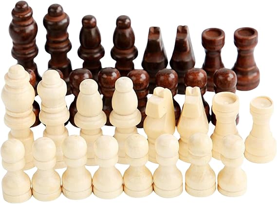 32 Pieces Chess Set Replacement Pieces Figures Board Games Mental Training Classic Puzzle Wooden Accessories Suitable for Learning And Fun, S