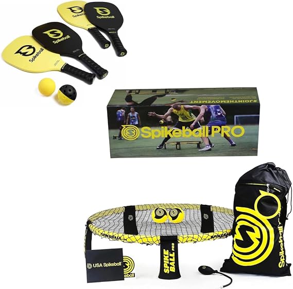 Spikeball Pro Kit (Tournament Edition) Set with Spikepaddle 4 Pack Accessory Bundle