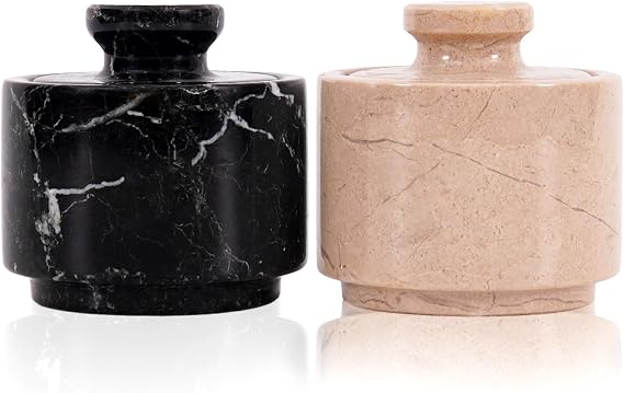 Marble Salt Cellar Set of 2, Sugar Bowl, Spice Jar & Sugar Bowl
