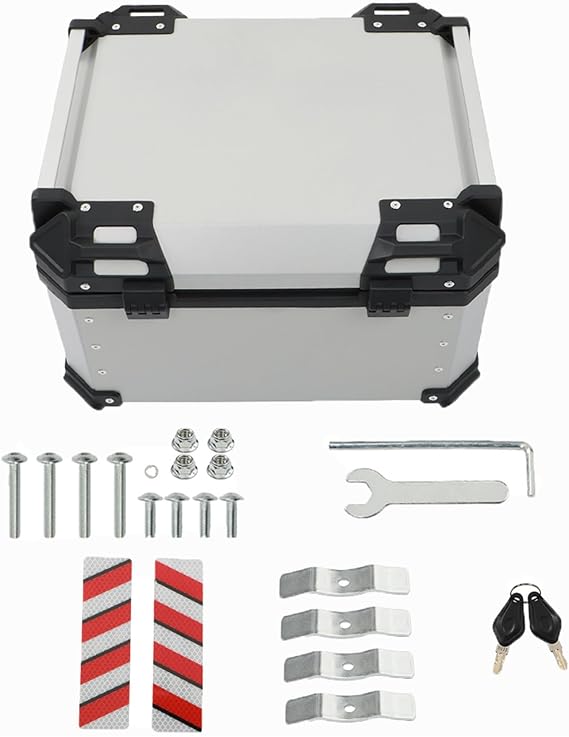 labwork 55L Motorcycle Top Case Tail Box with Backrest and Mounting Plate