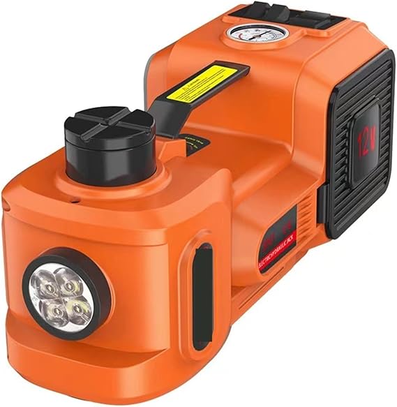 Portable Hydraulic Jack, 12V 5Ton Electric Car Hydraulic Jack with Tire Inflator Pump and LED Flashlight 3 in 1 Lift Jacks with Safe Hammer Tools for Car