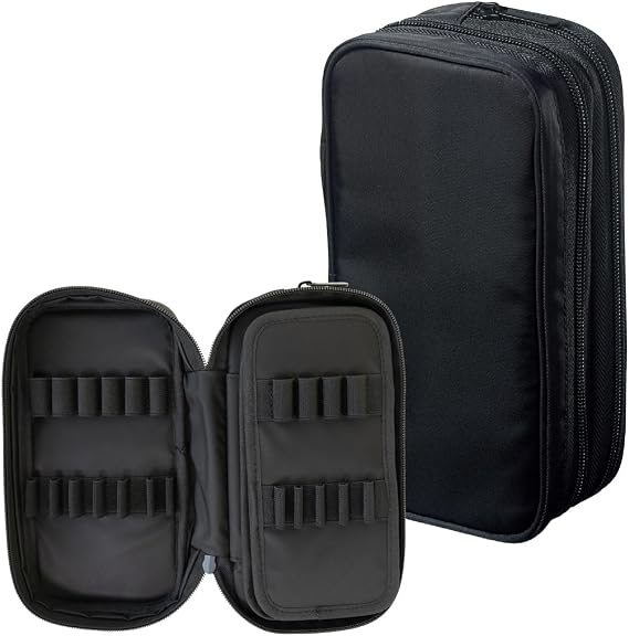 Lihit Lab XCOA Spread Double Pen Case, Jet Black, A3801-24