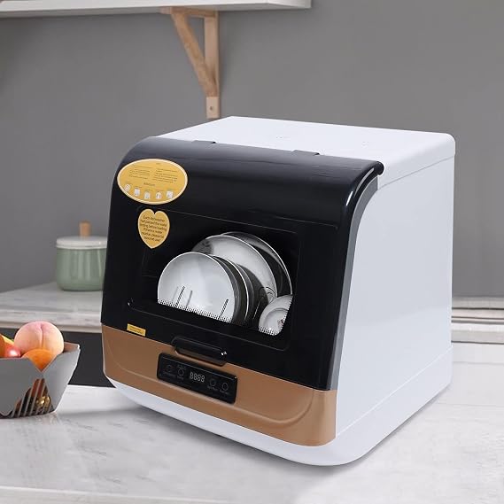 TFCFL 1200W Portable Countertop Dishwasher Mini Compact Dishwasher with 4 Washing Programs Air Drying Function Automatic Dishwasher for Small Apartments, Dorms and RVS