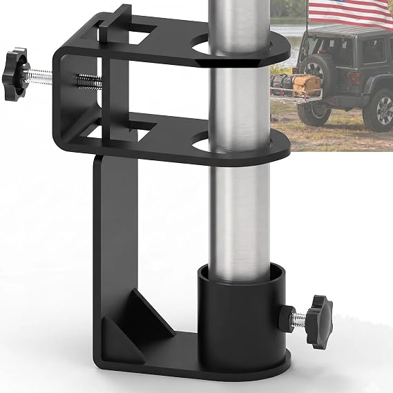 Flagpole Holder for Hitch Mount - Quick Install, No Use Receiver, Fits 1"-1.9" Poles, Flagpole Attachment, Compatible with 2in Hitch Receiver Jeep, Truck, SUV, RV, Pickup