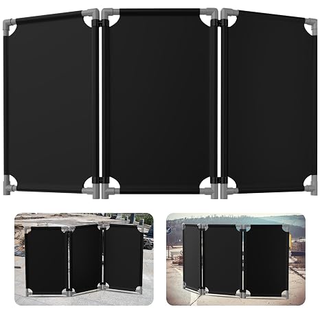 3 Panels Safety Barricade,5.8FT Foldable Security Barrier Gate | with Heavy Duty PVC Frame,High Visibility Black Color,Crowd Control Restricted Area Pedestrian Barricade Traffic Fence