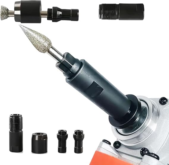2PC multifunctional 6/3mm angle grinder to straight grinder adapter, improved straight grinder chuck adapter for angle grinder M10 * 1.5 thread cutting woodworking tools