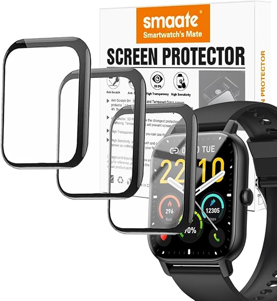 3D Screen protectors Compatible with Nerunsa P66D 1.85 Smart Watch, 3 Piece, Full Coverage, Anti-shatter, with Non-slip Pad sticker