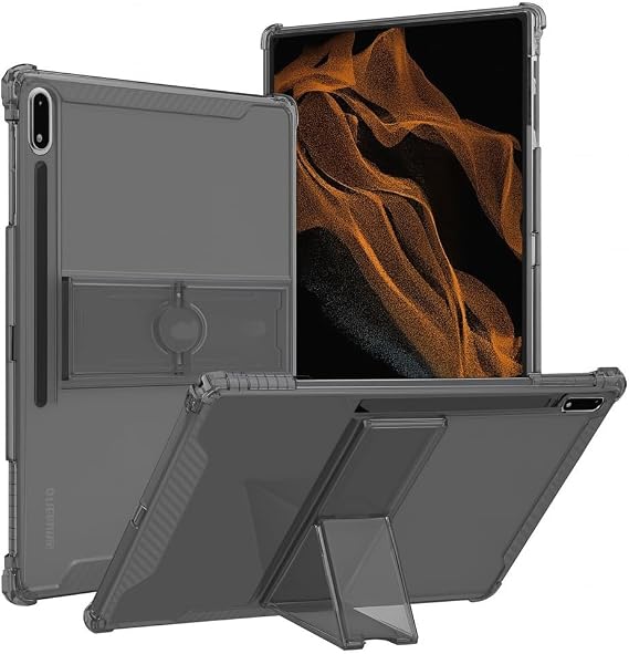 Samsung Galaxy Tab S9 FE Plus/S10 Plus/S9 Plus ile uyumlu Kılıf Darbelere Dayanıklı Şeffaf Kapak X610-16-810-18 X820 Siyah