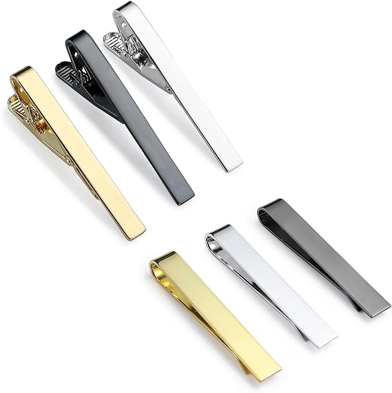 Tie Clips for Men 6 Pack Set