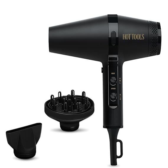 HOT Tools Pro Artist Black Gold Infrared IonicTM Salon Dryer | Fast Drying, Styling and Smooth Results (Black)