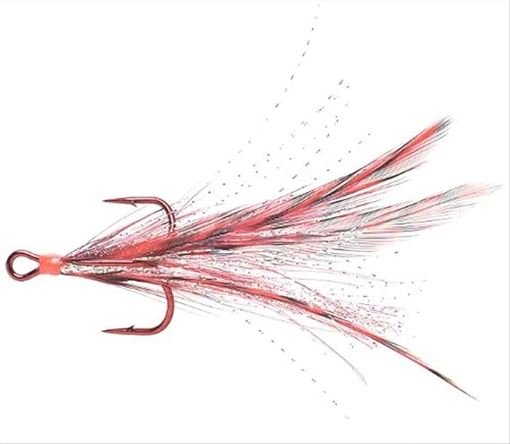 Mustad 233BLN Triple Grip Dressed Treble Hook, Black Nickel, Hand-Tied Feathers, Flashabou Mirage - Topwater Lure Hook