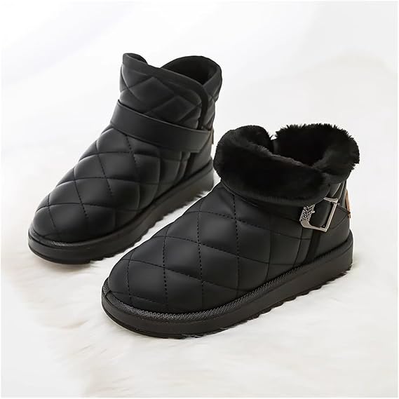 Women Warm Ankle Boots,Women's Classic Ultra Mini Ankle Boot,Platform Mini Boots,Anti-Slip Snow Boots,Comfortable Warm Suede Leather Shoes(Black,EUR38-39)