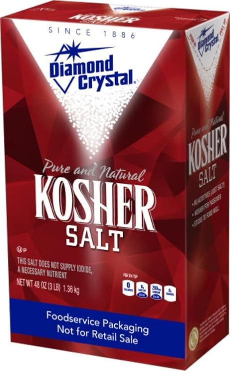 Diamond Crystal Kosher Salt Full Flavor, No Additives - Pure and Natural Since 1886 (Restaurant Pack) - 3 Pound Box