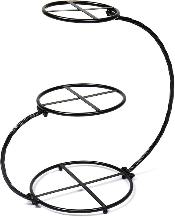 3-Tier Cupcake Stand Cake Stand Sturdy Iron Dessert Stands Holder for High Tea Party Wedding Birthday Elegent Design (Black)