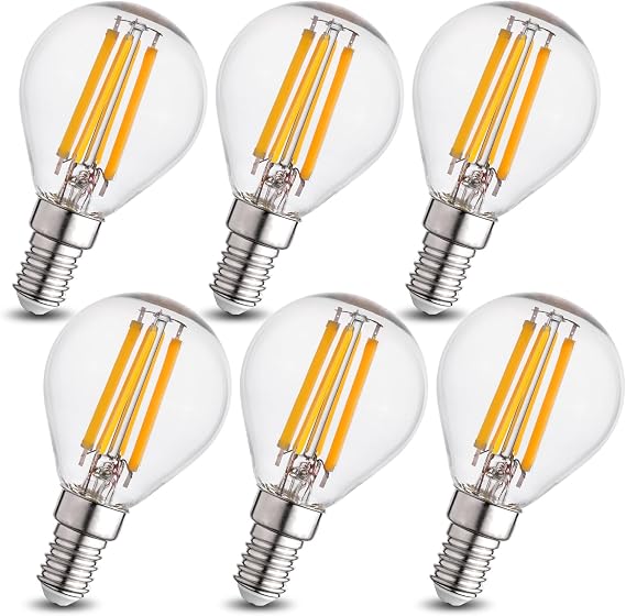 E14 LED Light Bulb Teardrop P45/G45 4W 640LM Warm White 3000K Retro Design 360° Beam Angle Energy Efficiency Class C Not Dimmable (Pack of 6)