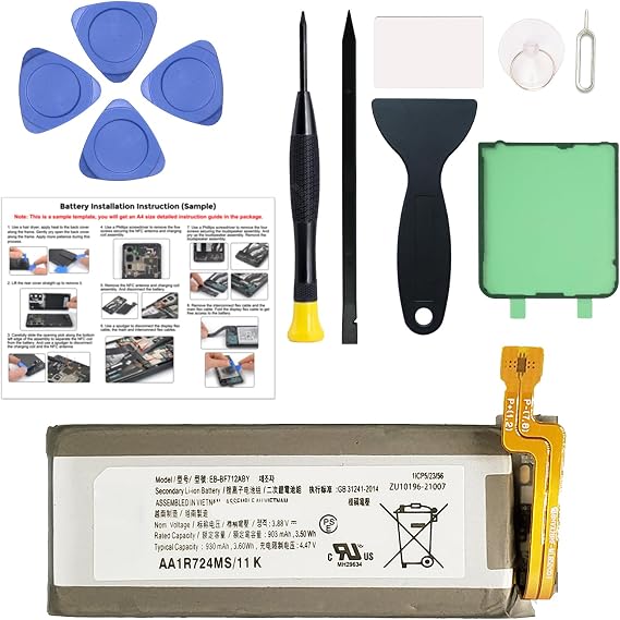 New Upgraded Battery for Galaxy Z Flip 3, EB-BF712ABY Replacement Battery Compatible with Samsung Galaxy Z Flip 3, with Repair Tools & Instruction