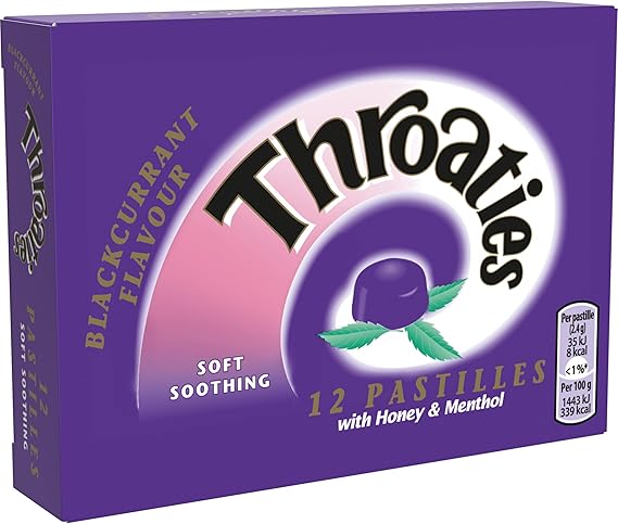 Blackcurrant Flavour Pastilles, Honey & Menthol, 12 Pastilles