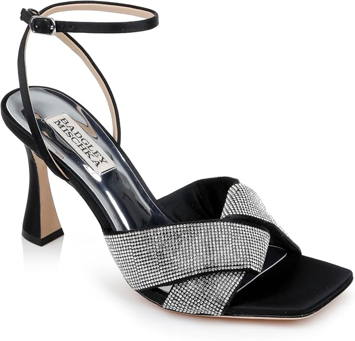 Badgley Mischka Women's Brinlee Studded Satin Sandal