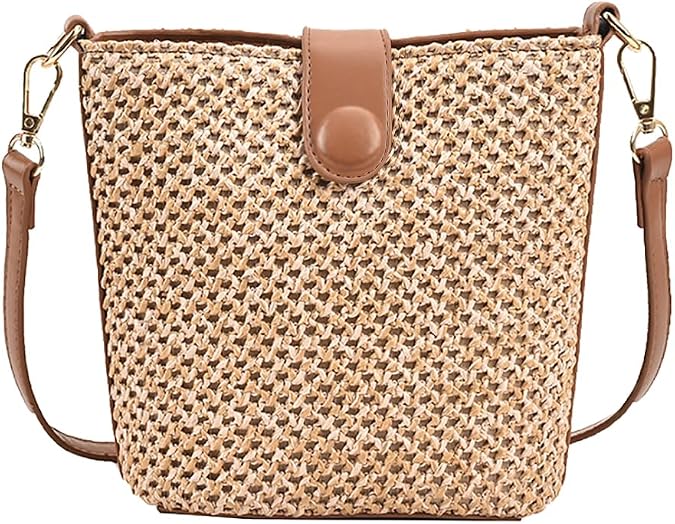 Women Straw Crossbody Bag Beach Summer Handbags Straw Shoulder Clutch Purse