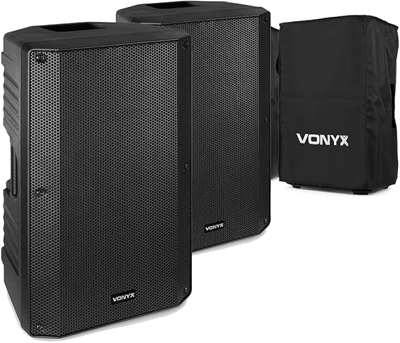 Vonyx VSA150S 15-Inch Active DJ Speakers Pair, Bluetooth, 1000W, Bags