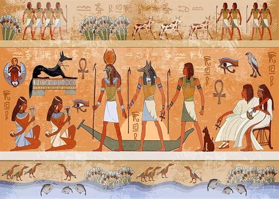 BELECO 7x5ft Fabric Egyptian Backdrop Ancient Egypt Scene Mythology Godsand Pharaohs Hieroglyphic Temple Murals Phtography Backdrop for Party Decorations Supplies Photoshoot Photo Background Props