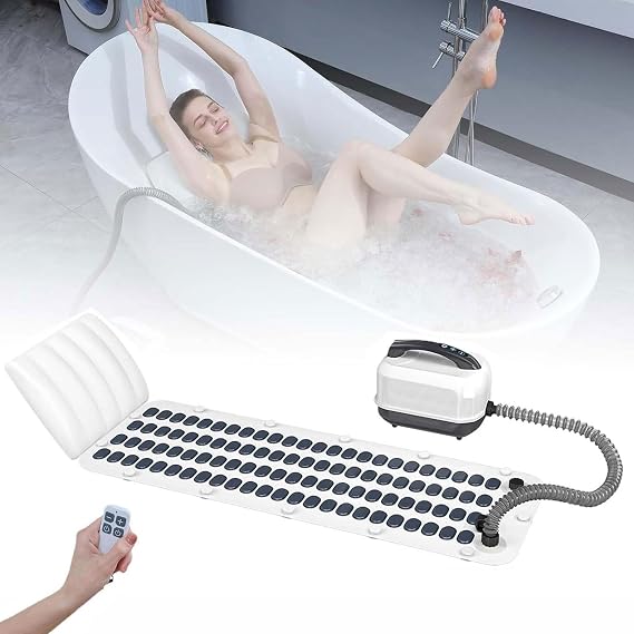 Inflatable Bathtub Bubble Massage Mat,Portable Adult Spa Bathtub with All-in-one Wavemaker and Air Pump,Adjustable Bubble Settings,Folding Surfing Massage Bathtub