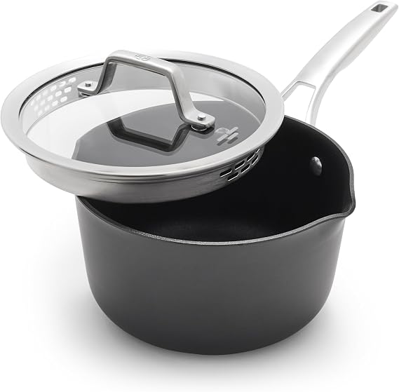 Calphalon Premier Hard-Anodized Nonstick Sauce Pan with Lid, 3.5 Quart