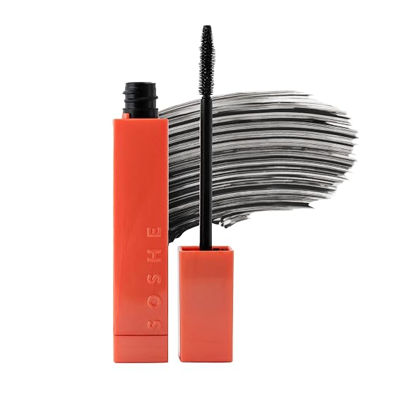 SOSHE Beauty - Peptide Lengthening Mascara | Safe for Contact Lens Wearers, Smudge Resistant, Flake-Free | Clean, Vegan, Cruelty-Free, Certified Plastic Negative