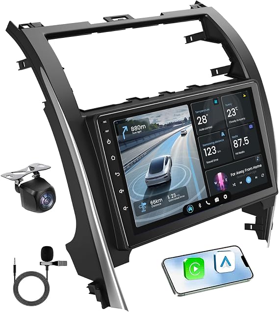 [8Core] Car Radio Stereo for Toyota Camry 2012-2014: 10" 1280 * 800 HD Touchscreen Replacement with Wireless Carplay Android Auto 5GWiFi Bluetooth5.0 FM GPS Backup Camera