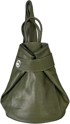 Stella Convertible Leather Backpack Purse for Women Anti-Theft Italian Tote Bag for Travel, Work & Casual Green