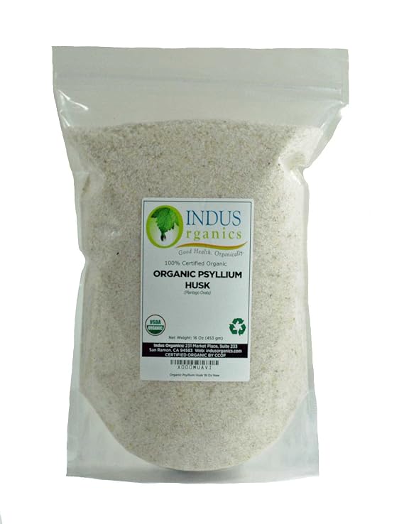 Indus Organics Psyllium Husk Whole, 1 Lb Bag, Premium Grade, High Purity, Freshly Packed LOT #2023065750