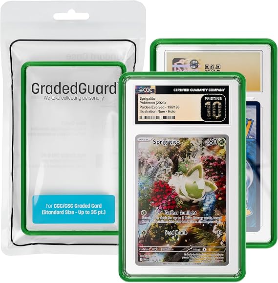 GradedGuard ジュエルケース CGC カードスラブプロテクター 半透明で鮮やかなカラーフレーム 標準サイズ 落下防止 傷防止 ホルダー グレードスポーツ用 TCGカードエメラルド