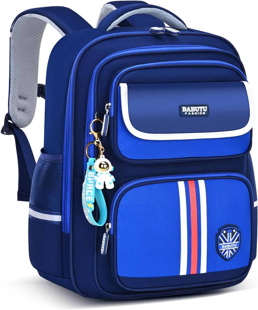 Schulranzen Jungen 2-5. Klasse - Ergonomischer Kinder Rucksack für Grundschule - Wasserdicht Schultasche Mit Anhänger - Schulrucksack für Junge 8-12 Jahre -Blau